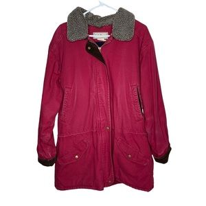 Ll Bean Womens Sherpa Fleece Lined Barn Coat size L/XL? red Thick Warm Winter